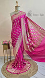 Rani Pink Pure Banarasi Handloom Khaddi Georgette Saree - Water Zari