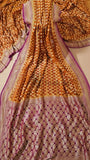 Orange Pure Banarasi Handloom Khaddi Georgette Saree- Water Zari