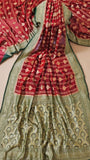 Red Pure Banarasi Handloom Khaddi Georgette Saree- Water Zari