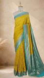 Mustard Yellow Pure Banarasi Handloom Khaddi Georgette Saree- Water Zari