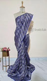 Blue Pure Banarasi Handloom Crush Tissue Silk Saree