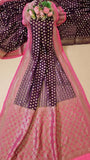 Deep Purple Pure Banarasi Handloom Khaddi Georgette Saree- Water Zari