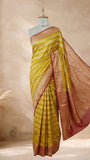 Turmeric Yellow Pure Banarasi Handloom Khaddi Georgette Saree- Water Zari