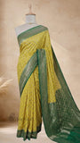 Mustard Yellow Banarasi Handloom Khaddi Georgette Saree- Water Zari