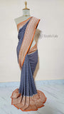 Grey Pure Banarasi Handloom Khaddi Georgette Saree- Water Zari
