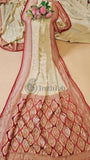 Cream Pure Banarasi Handloom Khaddi Georgette Saree- Water Zari