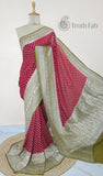 Maroon Pure Banarasi Handloom Khaddi Georgette Saree- Water Zari