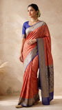 Red Pure Banarasi Handloom Khaddi Georgette Saree- Water Zari