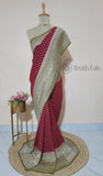 Maroon Pure Banarasi Handloom Khaddi Georgette Saree- Water Zari