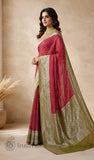 Maroon Pure Banarasi Handloom Khaddi Georgette Saree- Water Zari