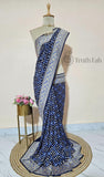Denim Blue Pure Banarasi Handloom Khaddi Georgette Saree - Water Zari