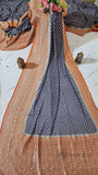 Grey Pure Banarasi Handloom Khaddi Georgette Saree- Water Zari