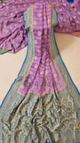 Lavender Purple Pure Banarasi Handloom Khaddi Georgette Saree- Water Zari