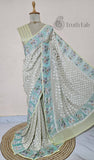 Off-White Pure Banarasi Handloom Khaddi Georgette Saree- Water Zari