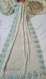 Off-White Pure Banarasi Handloom Khaddi Georgette Saree- Water Zari