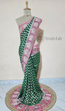 Bottle Green Pure Banarasi Handloom Khaddi Georgette Saree- Water Zari