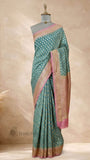 Dusty Blue Pure Banarasi Handloom Khaddi Georgette Saree- Water Zari