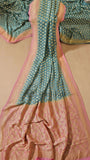 Dusty Blue Pure Banarasi Handloom Khaddi Georgette Saree- Water Zari
