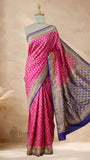 Magenta Pink Pure Banarasi Handloom Khaddi Georgette Saree- Water Zari