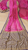 Magenta Pink Pure Banarasi Handloom Khaddi Georgette Saree- Water Zari