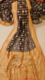 Chocolate Brown Pure Banarasi Handloom Khaddi Georgette Saree- Water Zari
