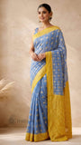 Cornflower Blue Pure Banarasi Handloom Khaddi Georgette Saree- Water Zari