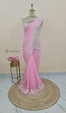 Blush Pink Banarasi Handloom Khaddi Chiffon Gold Zari Saree- Truth Fab 