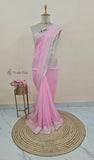 Blush Pink Banarasi Handloom Khaddi Chiffon Gold Zari Saree- Truth Fab 