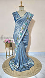 Maya Blue Pure Banarasi Handloom Tussar Georgette Saree