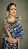 Admiral Blue Pure Banarasi Handloom Katan Silk Saree- Meenakari Design