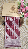 Maroon Color Pure Handloom Khaddi Georgette Saree- Water Zar i- Truth Fab