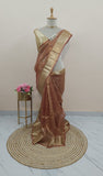 Brick Color Pure Banarasi Handloom Tissue Silk Saree