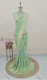 Tea Green Banarasi Handloom Tussar Georgette Meenakari Saree-Truth Fab