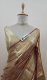 Brick Color Pure Banarasi Handloom Tissue Silk Saree