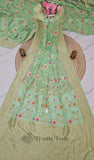 Tea Green Color Pure Banarasi Handloom Khaddi Georgette Saree- Meenakari Design