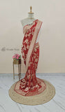 Banarasi Handloom Khaddi Georgette Saree With Water- Red -Truth Fab