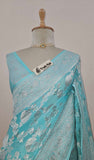 Baby Blue  Banarasi Handloom Khaddi Georgette Saree With Water Zari - Truth Fab 