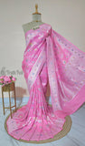 Tussar Georgette Handloom Banarasi Meenakari saree - Neon Pink - Truth Fab