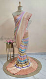 Multi Pure Handloom Khaddi Georgette Saree- Water Zari - Truth Fab