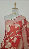 Banarasi Handloom Khaddi Georgette Saree With Water- Red -Truth Fab