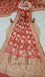 Banarasi Handloom Khaddi Georgette Saree With Water- Red -Truth Fab