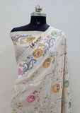 Off White Color Pure Banarasi Handloom Tussar Georgette Saree- Meenakari
