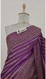  Khaddi Georgette Banarasi Handloom Saree with Antique Zari Work -Chinese Purple- Truth Fab