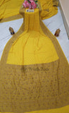 Yellow Color Pure Banarasi Handloom Crep Georgette Saree- Antique Zari
