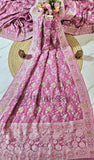 Mulberry Purple Pure Banarasi Handloom Tussar Georgette Meenakari Saree