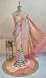 Multi Pure Handloom Khaddi Georgette Saree- Water Zari - Truth Fab