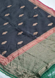 Banarasi Handloom Kora Silk Saree - Black - Truth Fab