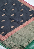 Black Color Pure Banarasi Handloom Kora Silk Saree