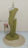 Kelly Green Pure Banarasi Handloom Khaddi Georgette Saree- Antique Zari