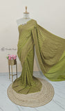 Kelly Green Pure Banarasi Handloom Khaddi Georgette Saree- Antique Zari